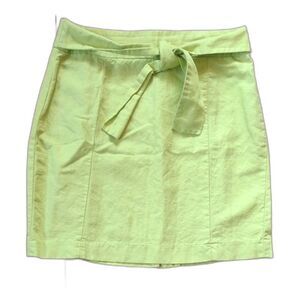 Banana Republic Factory Chartreuse Linen Blend Tie Front Skirt Size 8 Petite